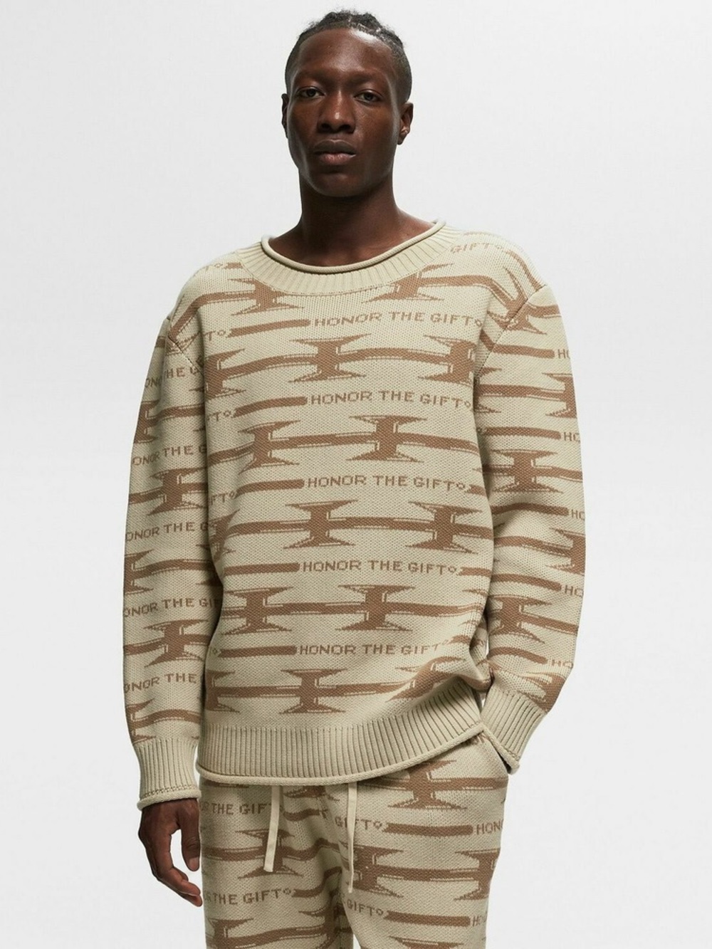 Honor The Gift H Wire Knit Sweater Beige Pullover Size M